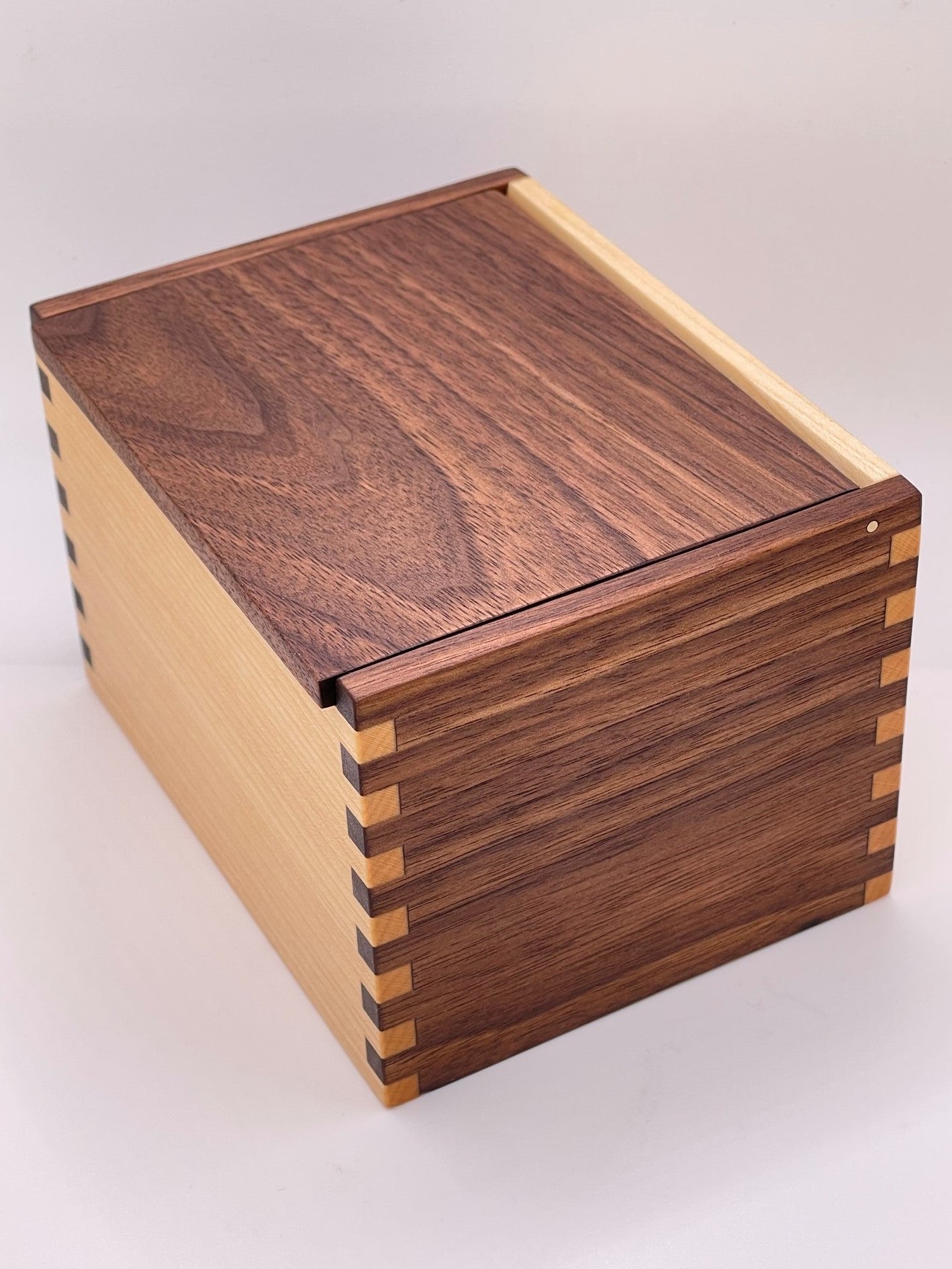 Wood Salt Cellar - Salt Box - Salt Pig -  Keepsake Box - Walnut and Maple Hardwood