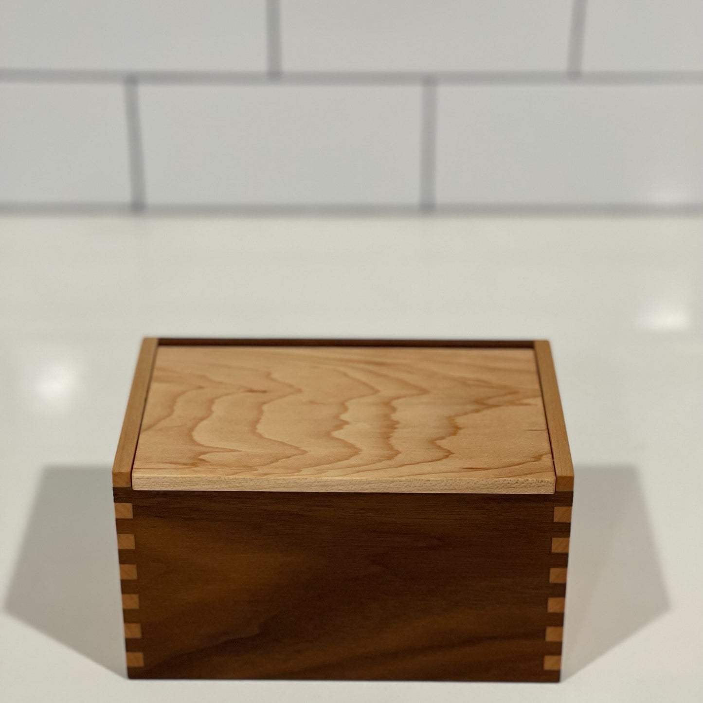 Wood Salt Cellar - Salt Box - Salt Pig - Keepsake Box - Maple and Walnut