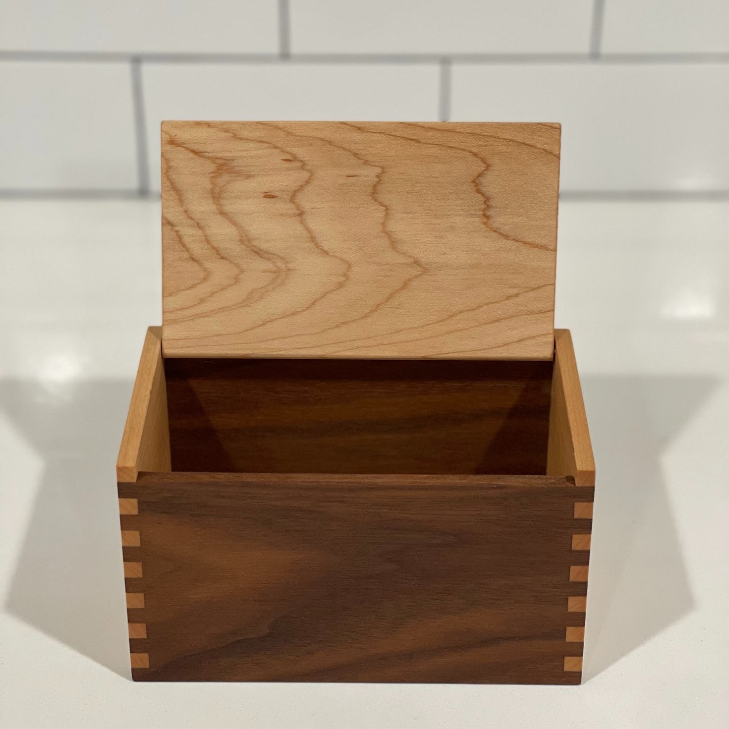 Wood Salt Cellar - Salt Box - Salt Pig - Keepsake Box - Maple and Walnut