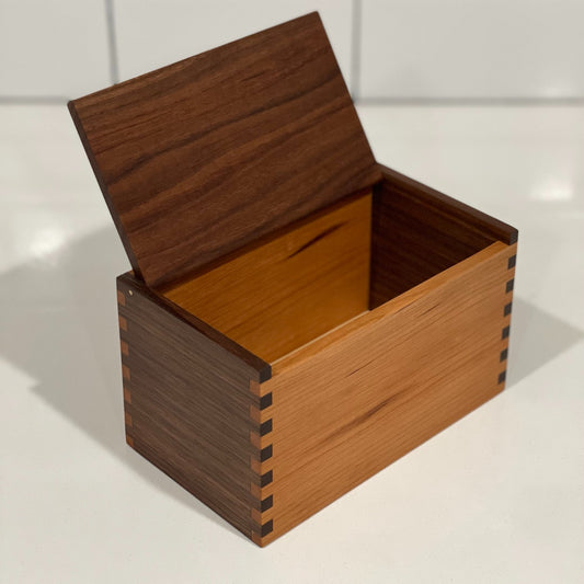 Wood Salt Cellar - Salt Box - Salt Pig - Keepsake Box - Walnut and Cherry