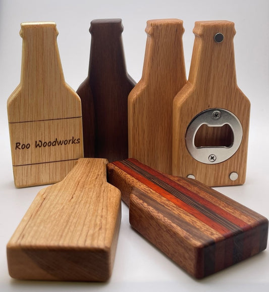 Wood Bottle Opener- Magnetic - Walnut, Maple, Oak, Exotic