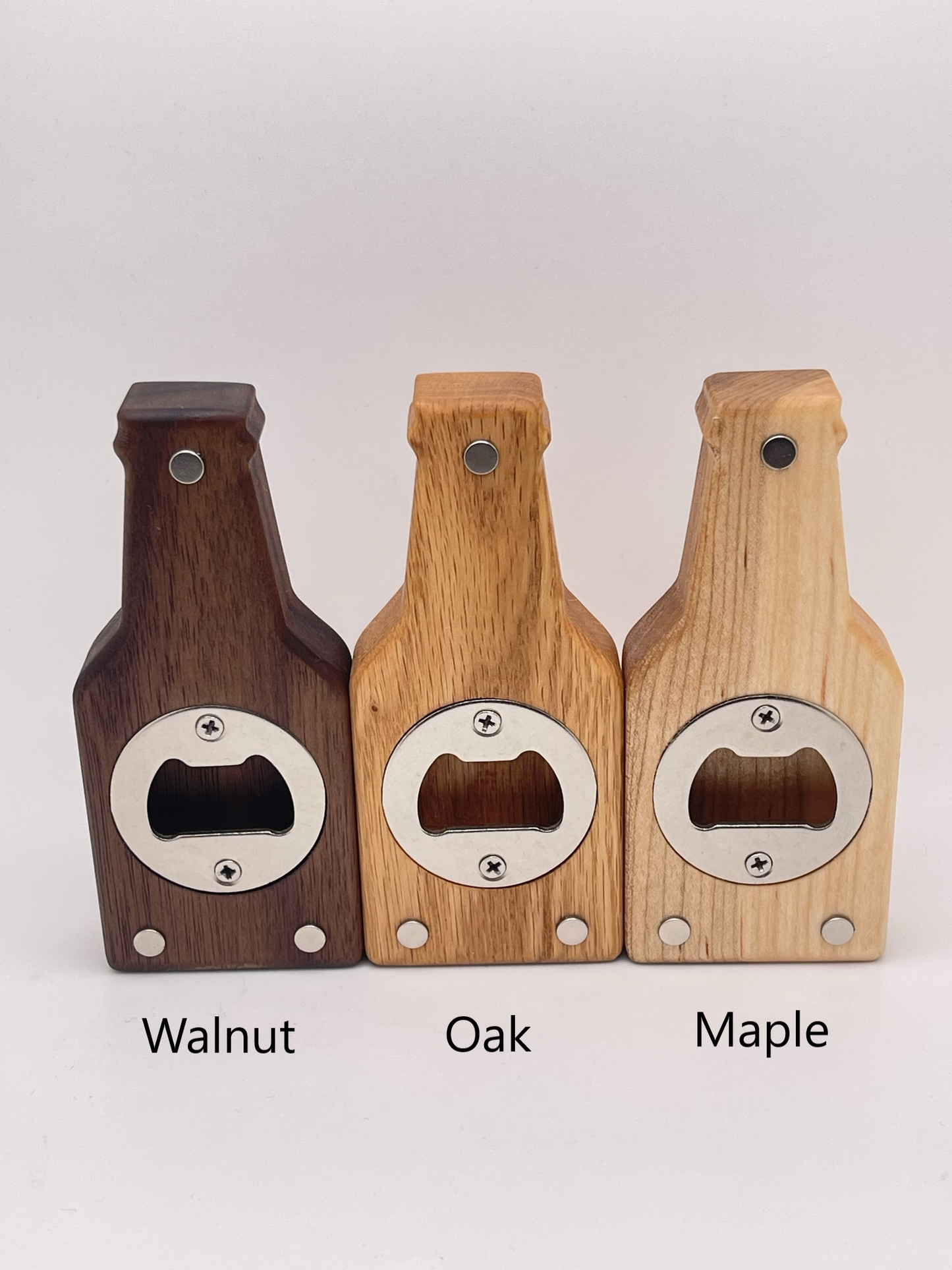 Wood Bottle Opener- Magnetic - Walnut, Maple, Oak, Exotic