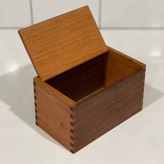Wood Salt Cellar - Salt Box - Salt Pig - Keepsake Box - Cherry and Walnut